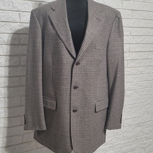Bill Blass Mens blazer sport coat Jacket 44L wool  houndstooth READ - Picture 1 of 11